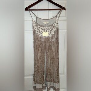 a'reve Bohemian Floral Lace Ruffle Babydoll Party Dress Cottagecore Size L NWT